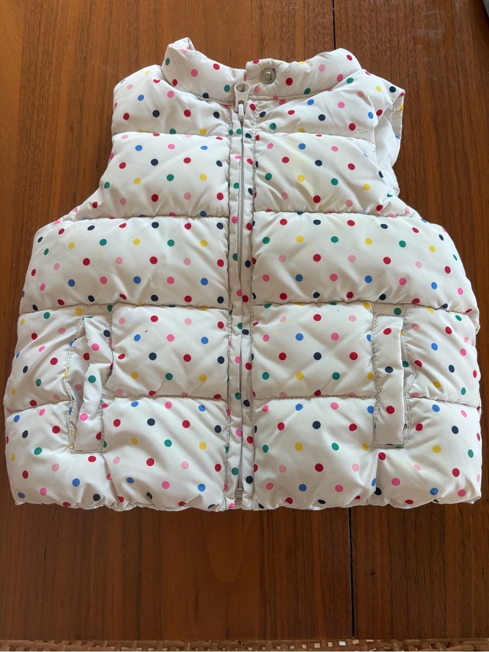 GAP Baby White Polka Dot Puffer Jacket